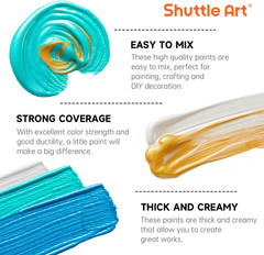 Shuttle Art 30 Colors Metallic Acrylic Paint, Artist Grade Metallic Paint in Bot