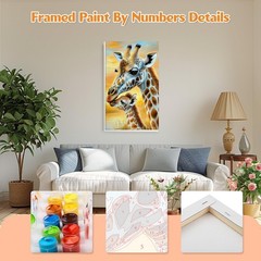Giraffe Paint by Numbers Kits with Frame for Adults Beginners, DIY Landscape Pai