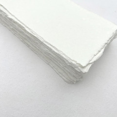 Premium Handmade Ivory White Paper 150 GSM Deckle Edge Mixed Media Sheets for Wa
