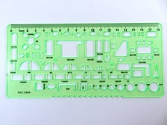 Geometric Drafting Stencils Drawing Templates 6 Piece Set Transparent Green
