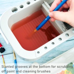 Wrapables Paint Brush Cleaner, Artist Paint Brush Holder with Palette Tray