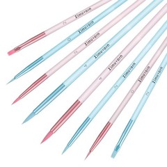 8pcs Fine Detail Paint Brush Set, Small Miniature Fine Tip Detail Pink and Blue