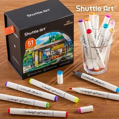 Shuttle Art Alcohol Markers Brush tip, Dual Tip Brush Chisel Tip Art Marker