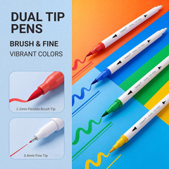 36 Dual-Tip Brush Pens for Adult Coloring Books – Art Markers with Brush + Fine