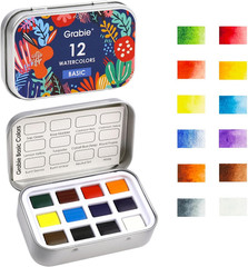 Pocket Watercolor Set of 12, Travel Watercolor Paint Set, Watercolor Paints, Art