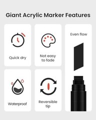 Poster Markers Jumbo: 5 Pcs 15mm Wide Tip Thick Acrylic Paint Pen Large Black