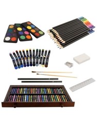 U.S. Art Supply 143 Piece-Mega Wood Box Art, Painting & Drawing Set