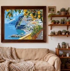 Mediterranean Lemon Tree Paint by Numbers for Adults Beginner, Seaside Landscape