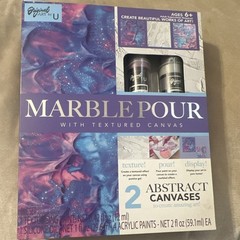 Original Art by U Marble Pour With Textured Canvas Acrylic Paint Set Multicolor