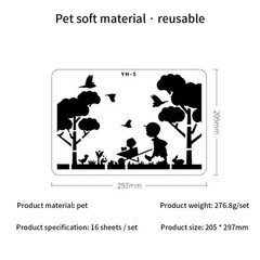 Animal Stencils for Painting,16 Pcs Forest Landscape Stencil,Mountains White