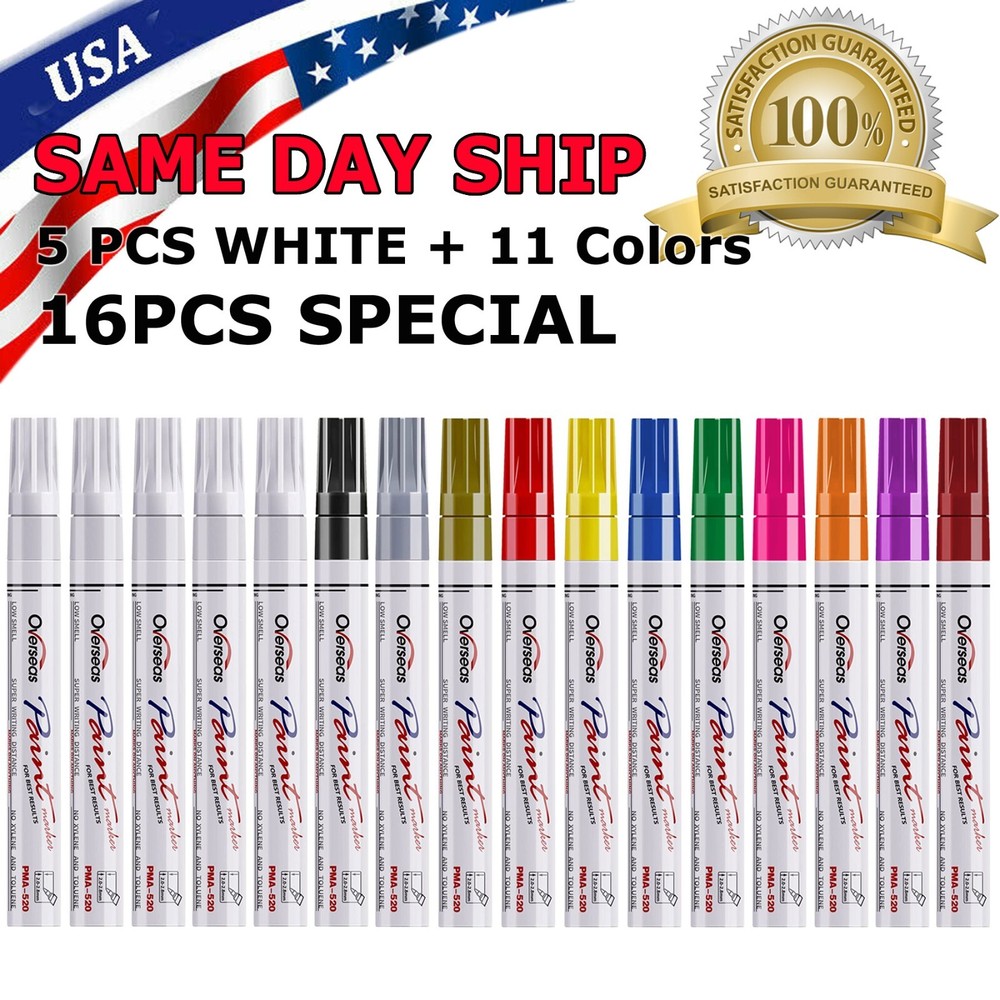 16Pcs Waterproof Permanent Paint Marker Pen For Car Tyre Tire Tread Rubber Metal