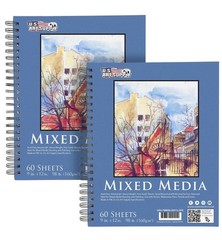 9″ x 12″ Mixed Media Paper Pad Sketchbook, 2 Pack, 60 Sheets 98 lb, Spiral-Bound