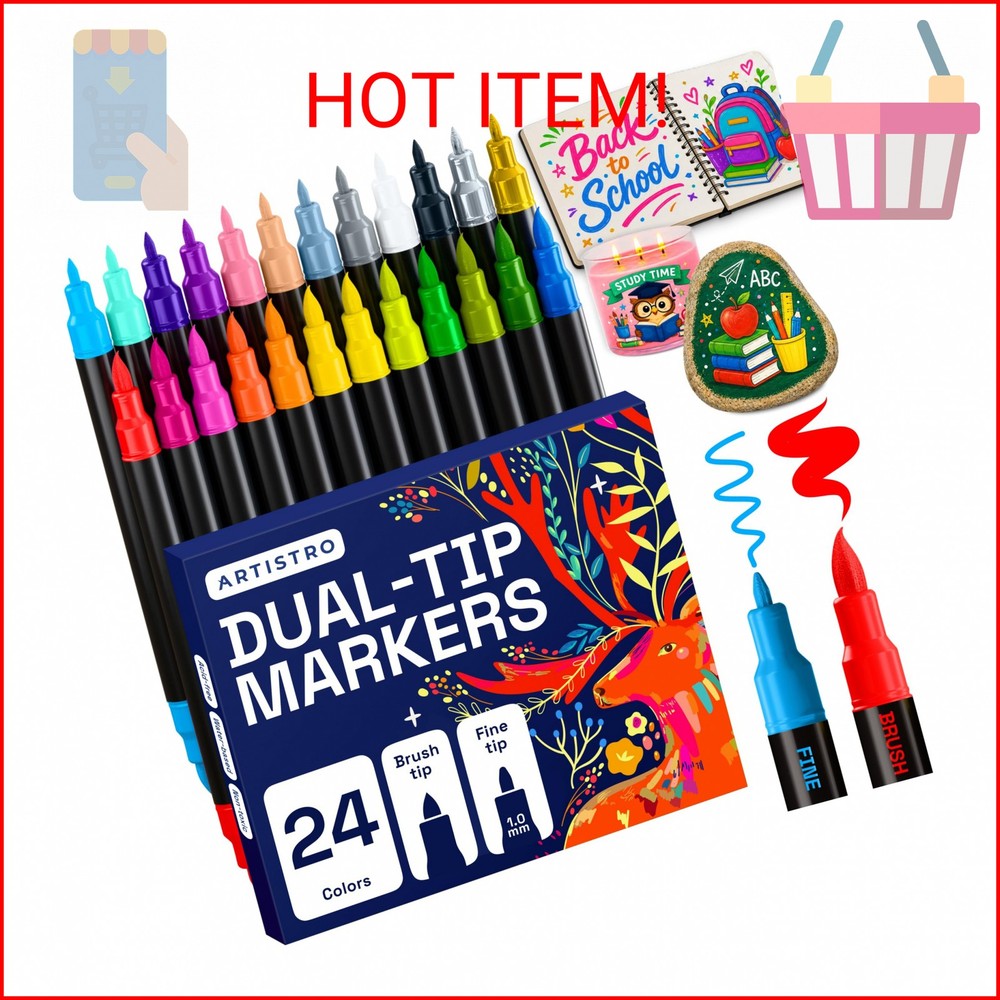 ARTISTRO 24 Mixed Colors Acrylic Paint Markers – Paint Pens for Drawing – For Fa