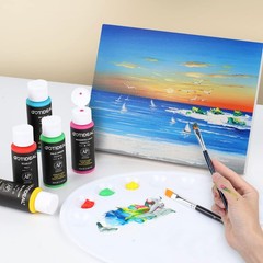 Acrylic Paint Set with 10 Brushes, 18 Colors Outdoor/Indoor (59ml, 2 oz) Art