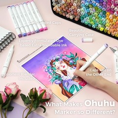 Ohuhu 320 Colors- Chisel & Fine Double Tipped Alcohol Art Markers Refillable Ink