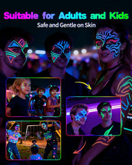 Glow in the Dark Face Paint Markers, 10 Colors UV Neon Body Paint Pens, Waterpro