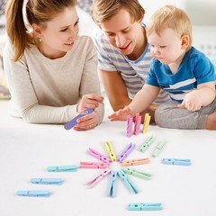 Colored Clothespins 72 Pack, Natural Wood Pins 2.9 Inch, 9 Pastel Colored Clo…