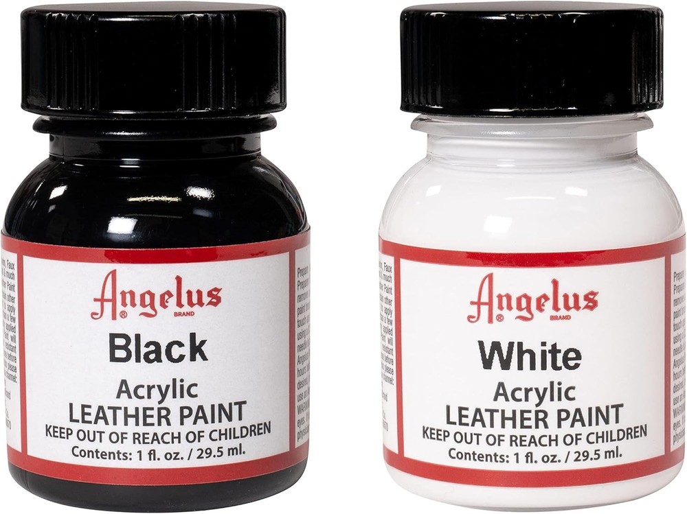 Acrylic Leather Paint – Black & White Duo 1oz Each – Durable, Waterproof, Fle…