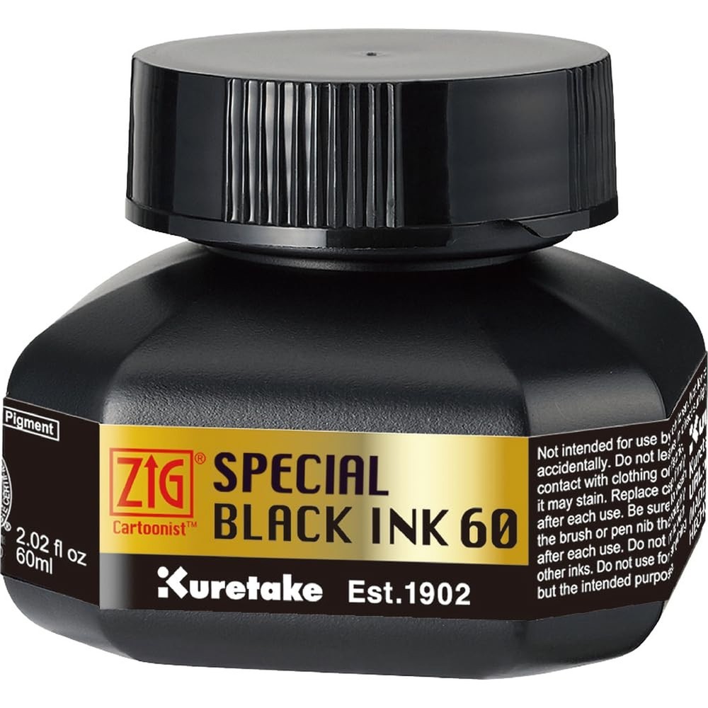 Kuretake Zig Special Black Ink 60ml, for dip Pen, Brush, Drawing, Calligraphy…
