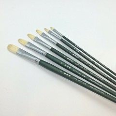 XDT#6385 Filbert Pro Art Brush Set 6 Pc Set Hog Bristle For Oil Acrylic Paint