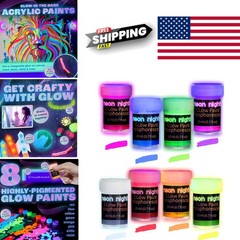 Neon Acrylic Paint Set of 8 Bottles 0.7 Fl Oz Ideal for Indoor Outdoor Use
