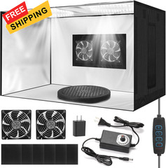 Portable Airbrush Spray Booth with Dual Exhaust Fans,Airbrush Dark Black