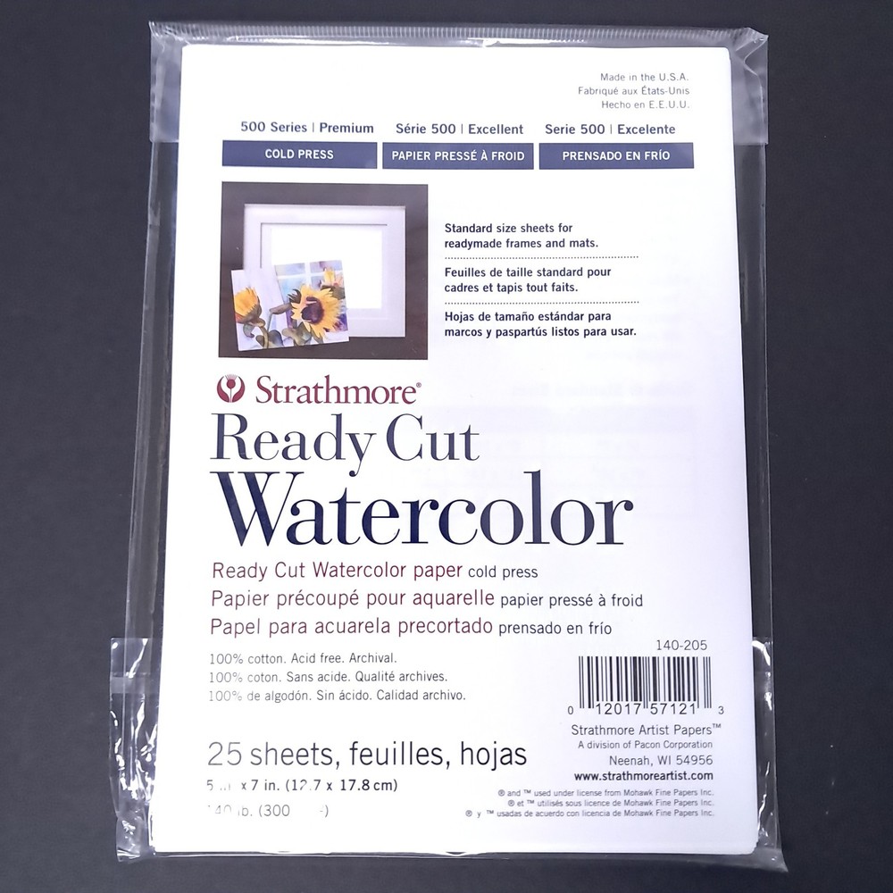 Strathmore 500 Series 5×7 Cold Press Watercolor Paper 25 Sheet Cotton 140-205