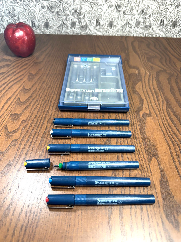 Vintage Staedtler Marsmatic 700 Technical Pen Lot .30 .35 .45 .50 .70 1.0