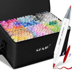 217 Colors Double Tipped Alcohol Markers Set – Brush & Fine Tip for Art & Colori