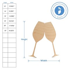 New Years Clinking Champagne Glasses Cutout From 12″- 22″ Pack of 3 |Woodpeckers
