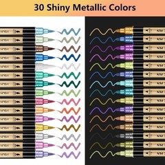 Metallic Marker Pens Set – 30 Vibrant Colors for Creative Projects