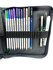 H & B Art Studio Watercolour Pencils Drawing Painting Set + Case 34 Pcs – NEW
