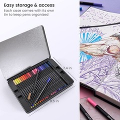 Inkonic Fineliner Pens Set Of 48 Markers 0.4mm Fine Tip For Drawing Art