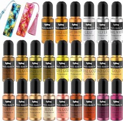 Metallic Alcohol Ink Set – 24 Colors, 10ml Each, Shimmer Mixatives for Resin,…