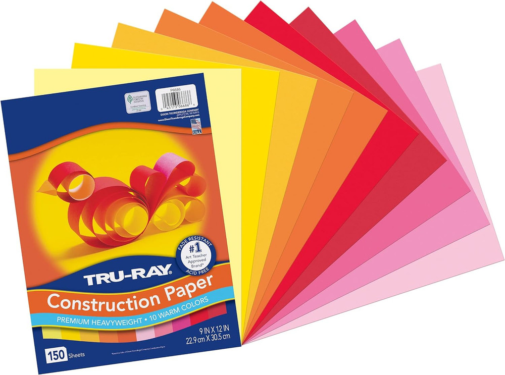 Construction Paper, Warm Assorted, 9″ X 12″, 150 Sheets