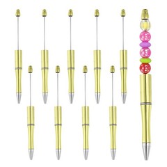 10Pcs DIY Beadable Pen, Ballpoint Pens, Lemon Yellow Casing(Beads Not Included)
