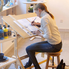 Wood Adjustable Drafting Table: 35.5″ X 23.5″ Art Drawing Desk with Various Heig