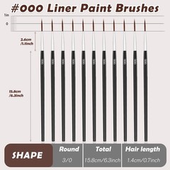 30 PCS #000 Micro Detail Paint Brushes Set with Protective Sleeve Fine Line