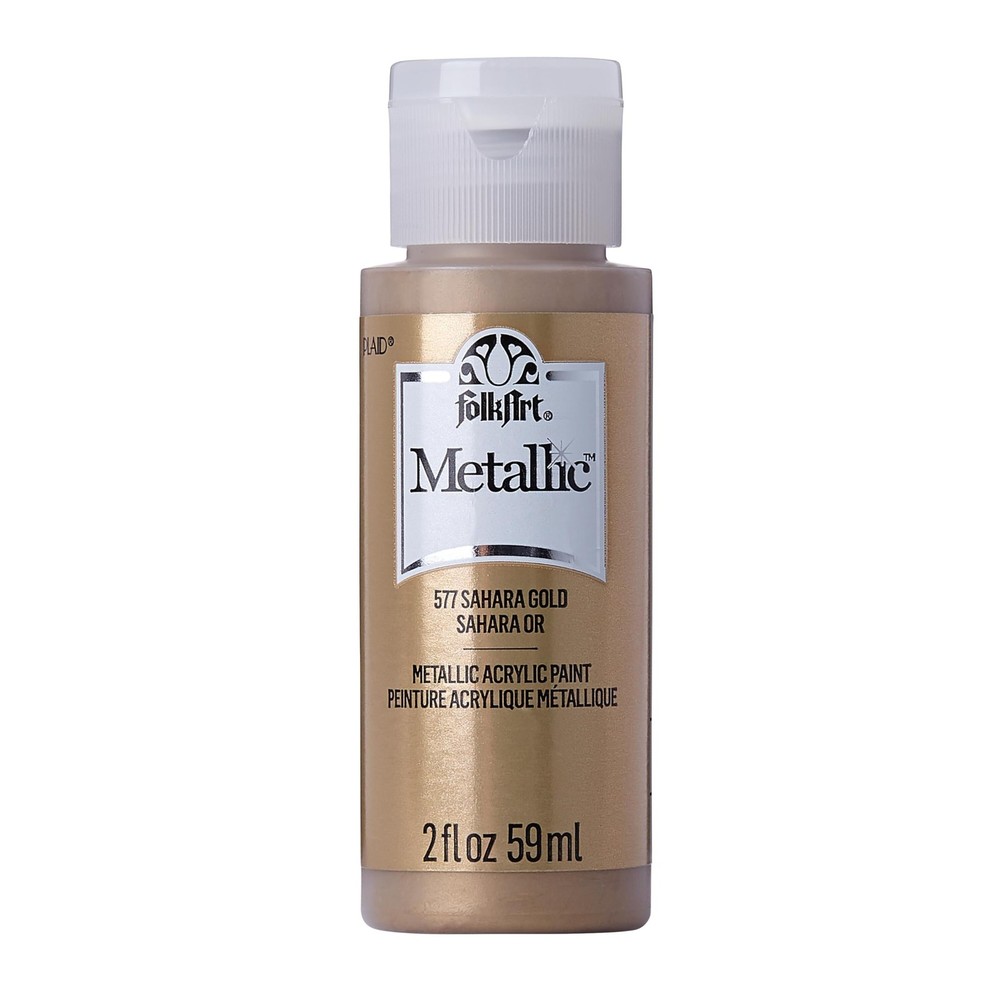 FolkArt Metallic Acrylic Paint in Assorted 2 Fl Oz (Pack of 1), Sahara Gold