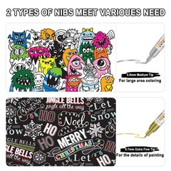 Betem Oil Based Paint Markers, Dual Tip Paint Pens(0.7mm & 3mm), Gold Silver …