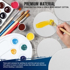 U.S. Art Supply Mini Magnetic Canvas Panels 4″ Round 24Pk Primed Cotton