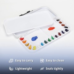 Watercolor Palette 18 Wells with Lid and 2 Mixing Areas Folding Paint Tray NEW
