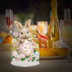1 Pcs Easter Tabletop Diamond Painting Ornament Cute Bunny Eggs Flower Designs..