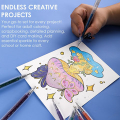 Glitter Gel Pens, 18 Colors Glitter Gel Pens Set, Retractable Sparkle Gel Ink Pe