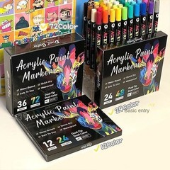 120 Color Acrylic Paint Markers Dual Tip Brush Fine Pens Art Set