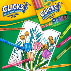 Clicks Retractable Tip Markers (10Ct), Washable Cone Tip Art Marker Set, Easter