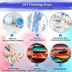 Sunset Beach Stone Paint by Numbers 16×20 Inch DIY Canvas Oil Painting Kit 1