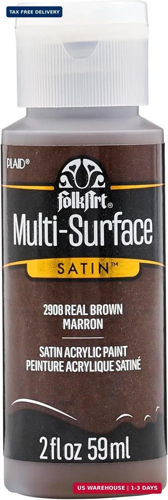 FolkArt Multi-Surface Paint in Assorted Colors (2 oz), 2908, Real Brown