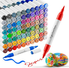 Acrylic Paint Markers, 80 Colors Acrylic Markers Dual Tip Paint Pens for Fabr…