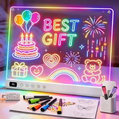 Rechargeable LED Drawing Board for Kids, Large 16″ Light up Drawing Pad with 8 R